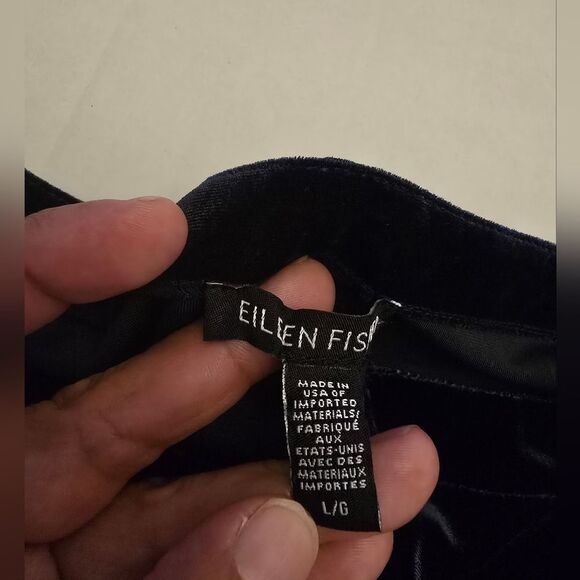 Eileen Fisher Boxy Velvet Top In Navy Blue Size Large - Picture 5 of 8